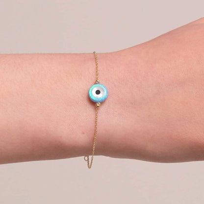 Opal Evil Eye Bracelet in 14K Solid Gold