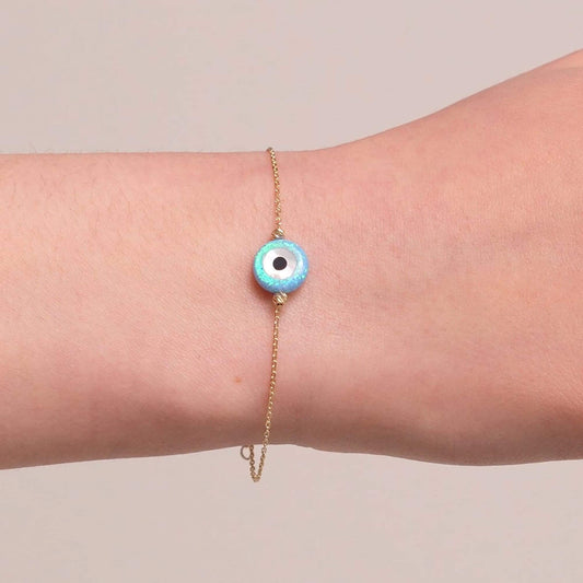 Opal Evil Eye Bracelet in 14K Solid Gold