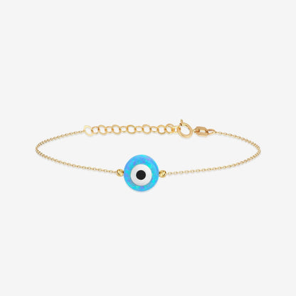 Opal Evil Eye Bracelet in 14K Solid Gold