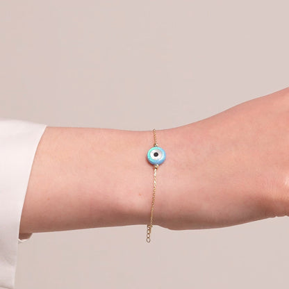 Opal Evil Eye Bracelet in 14K Solid Gold