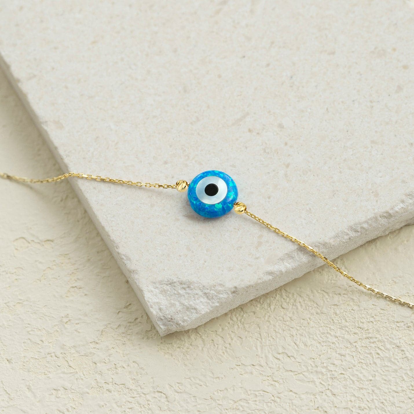 Opal Evil Eye Bracelet in 14K Solid Gold