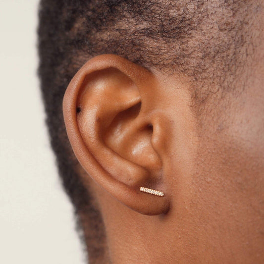 Diamond Pave Bar Stud Earrings