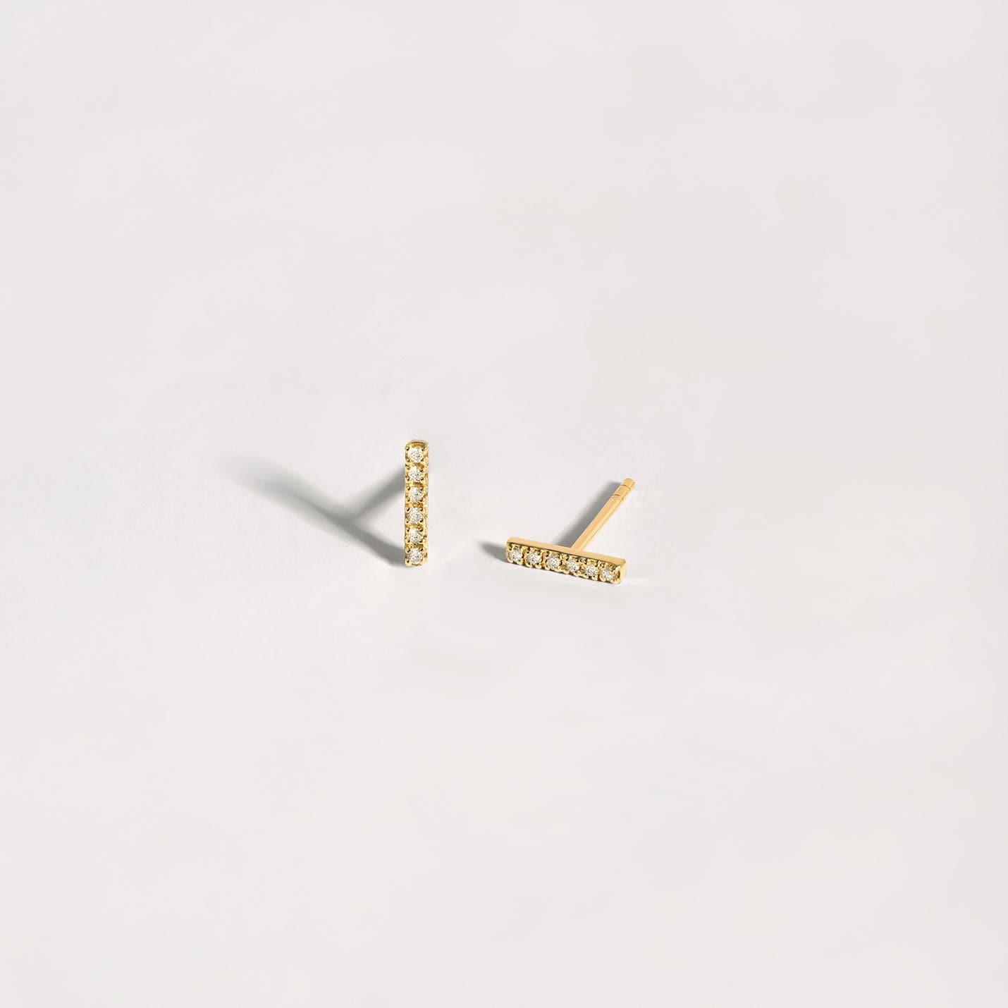 Diamond Pave Bar Stud Earrings