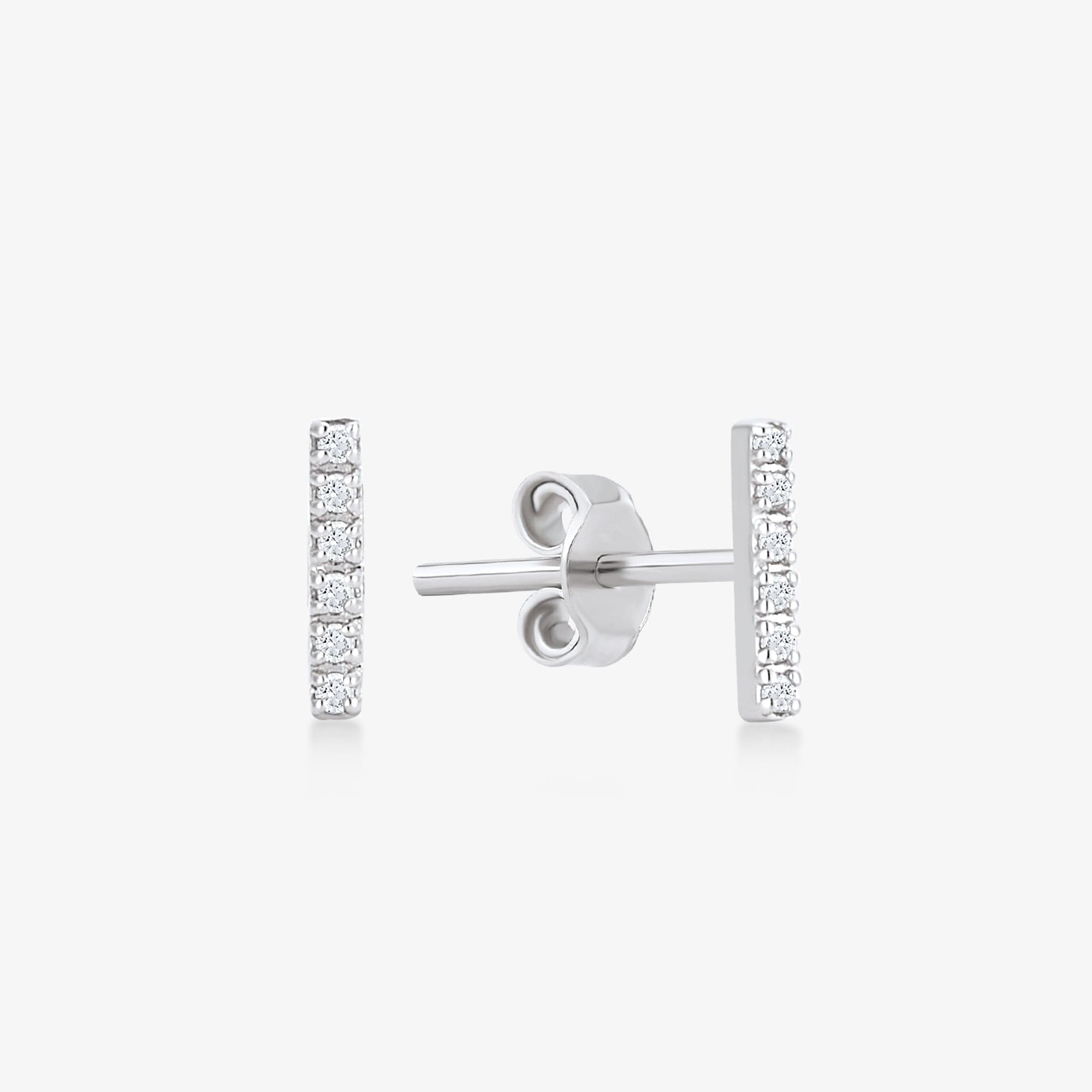 Diamond Pave Bar Stud Earrings