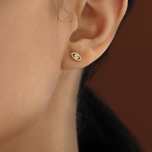Diamond Evil Eye Stud Earrings