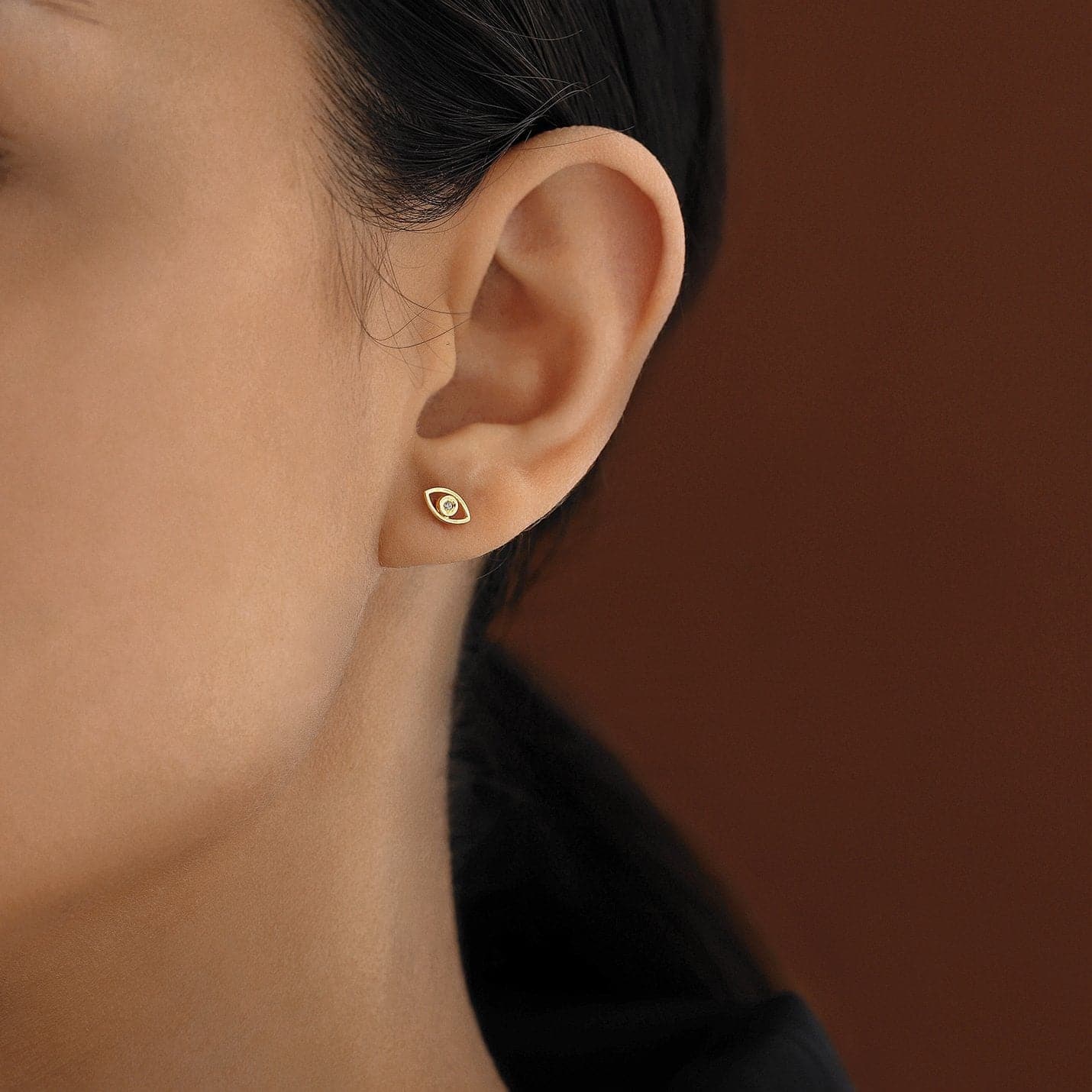 Diamond Evil Eye Stud Earrings