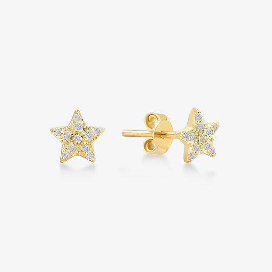 1/20 CT. T.W. Diamond Accent Star Stud Earrings in 14K Solid Gold