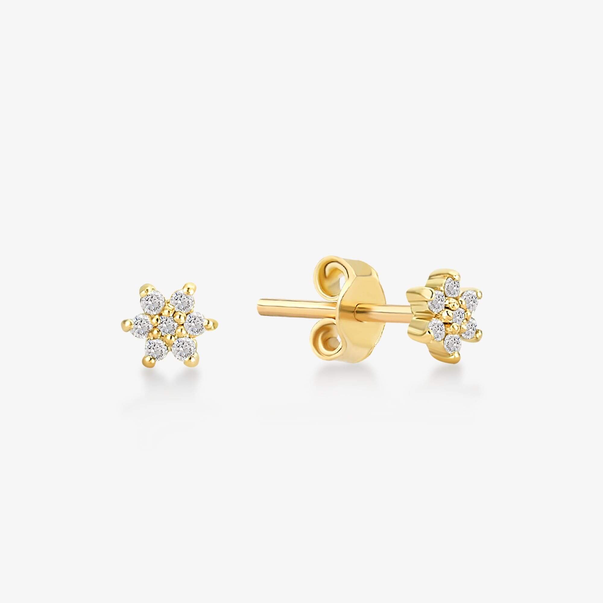 Diamond Flower Stud Earrings