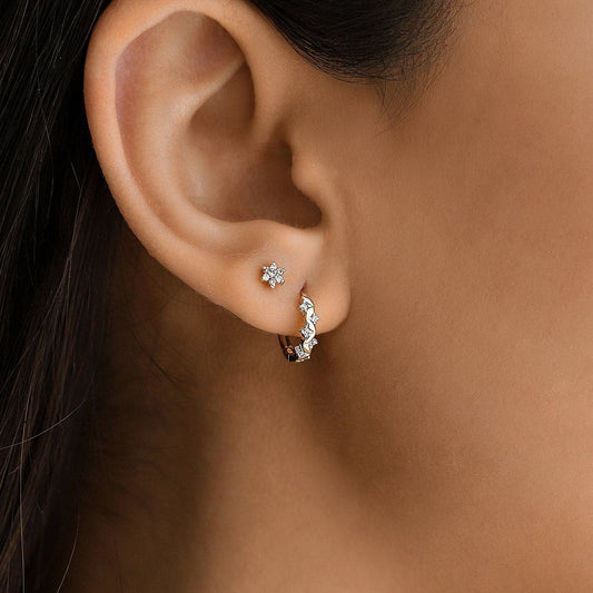 Diamond Flower Stud Earrings