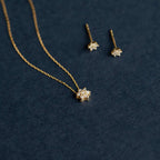Diamond Flower Stud Earrings
