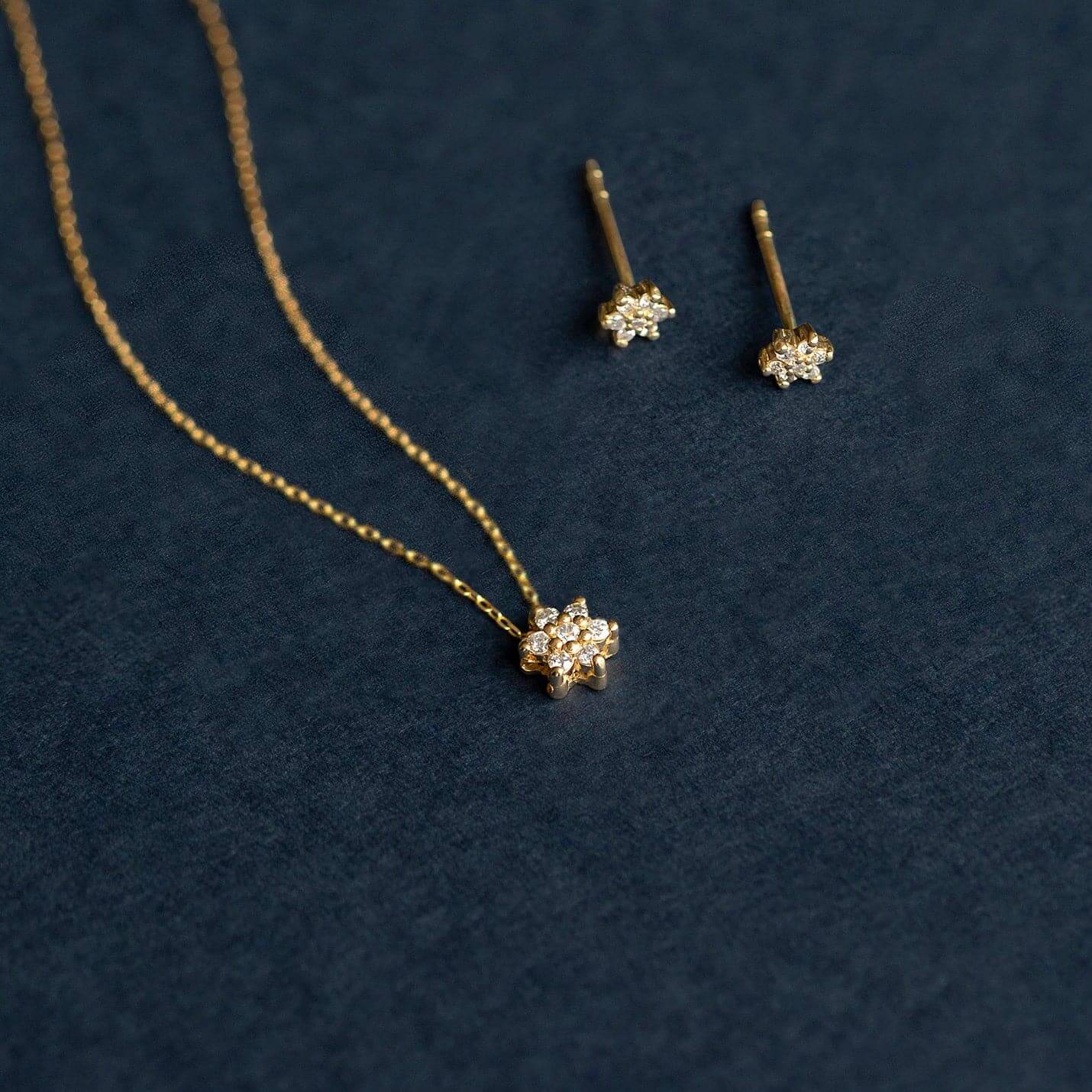 Diamond Flower Stud Earrings