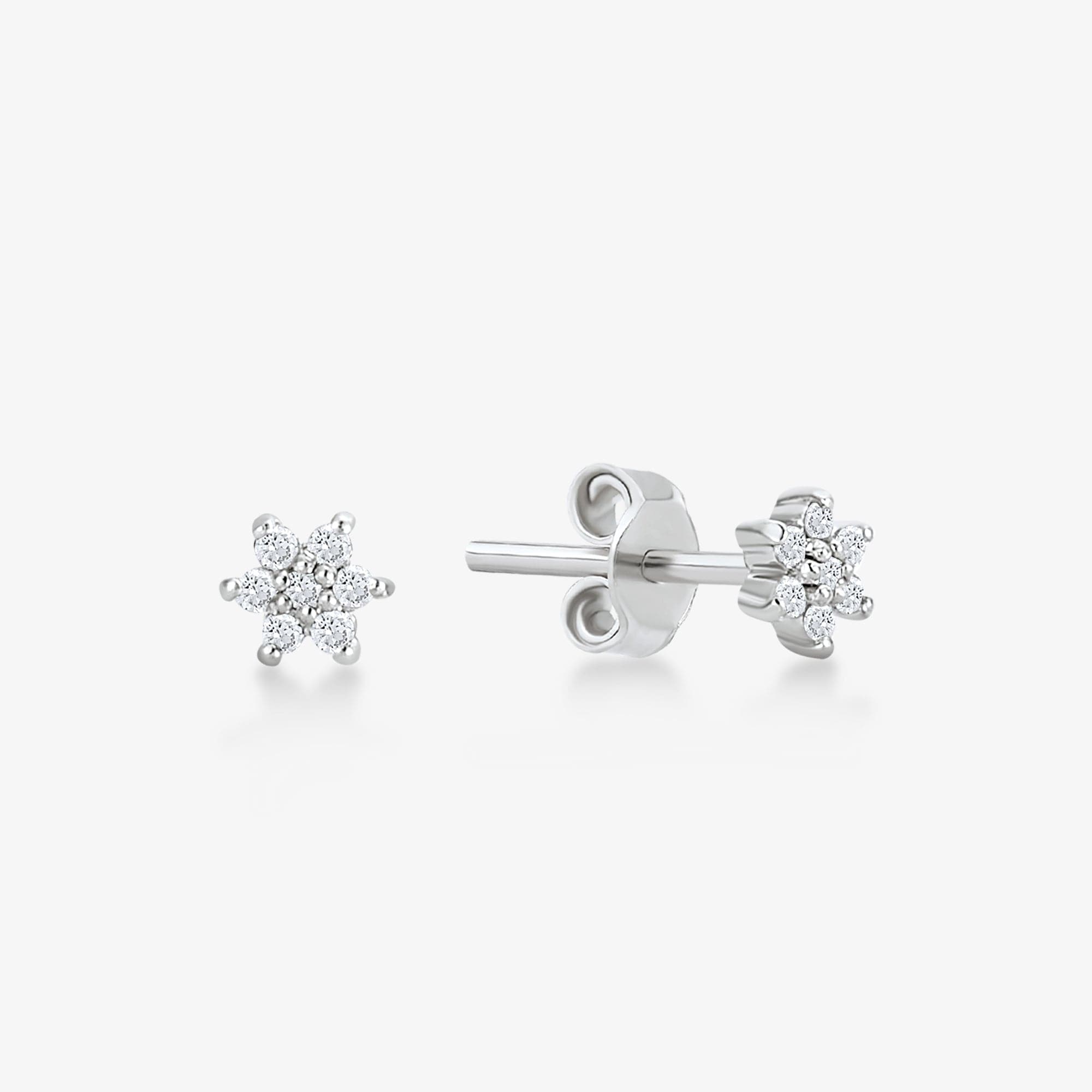 Diamond Flower Stud Earrings
