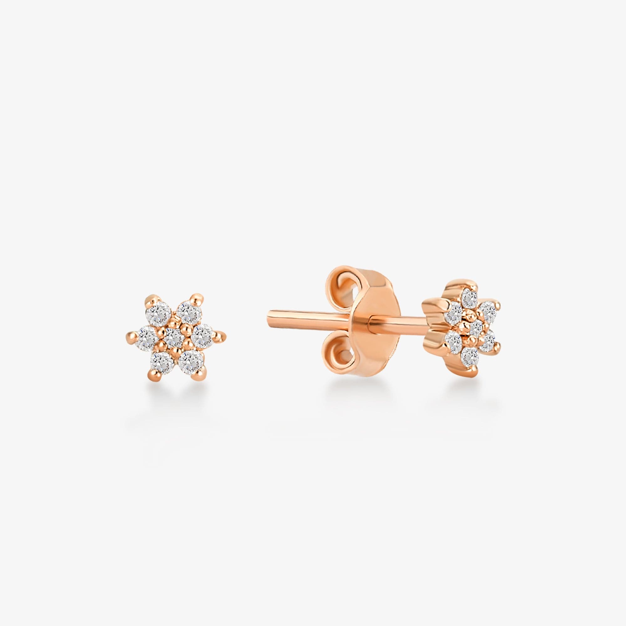 Diamond Flower Stud Earrings