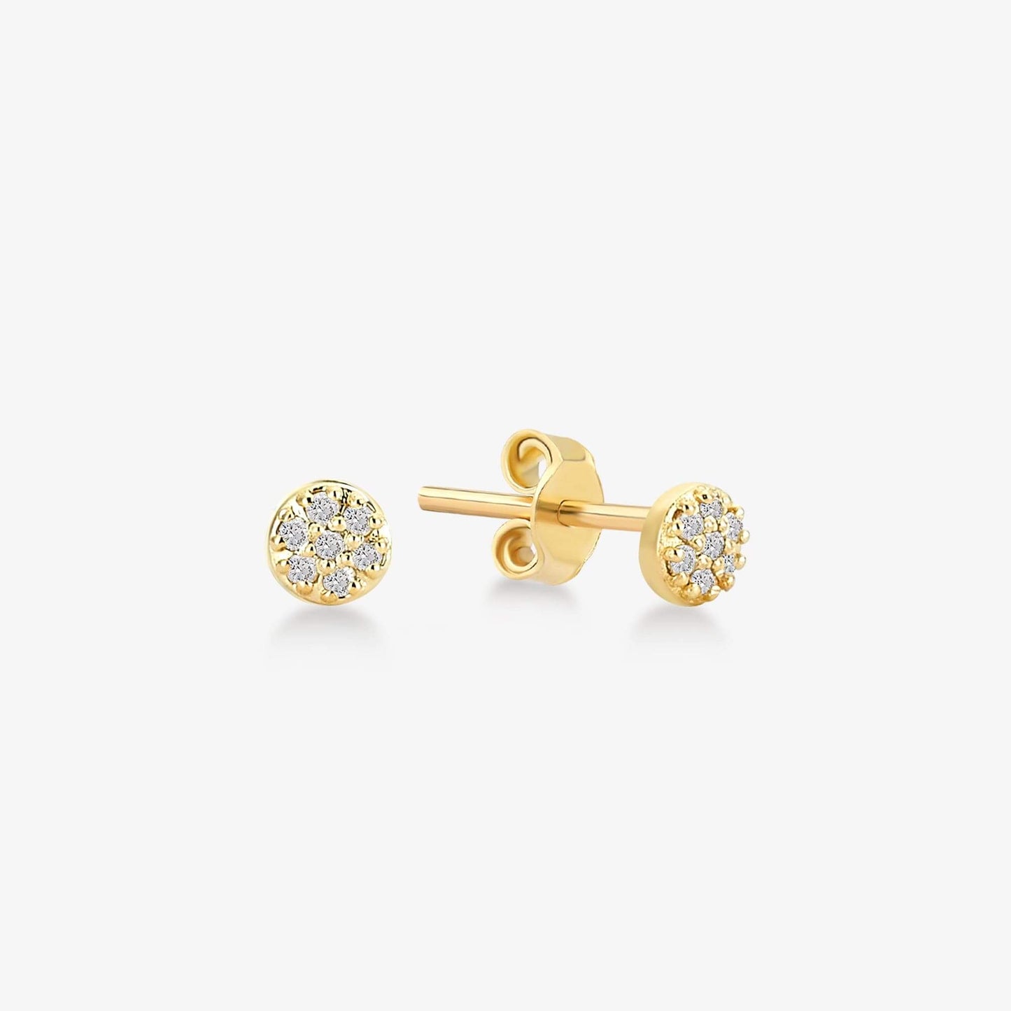 Boucles d'oreilles en or massif 14 carats avec diamants pavés en pointillés