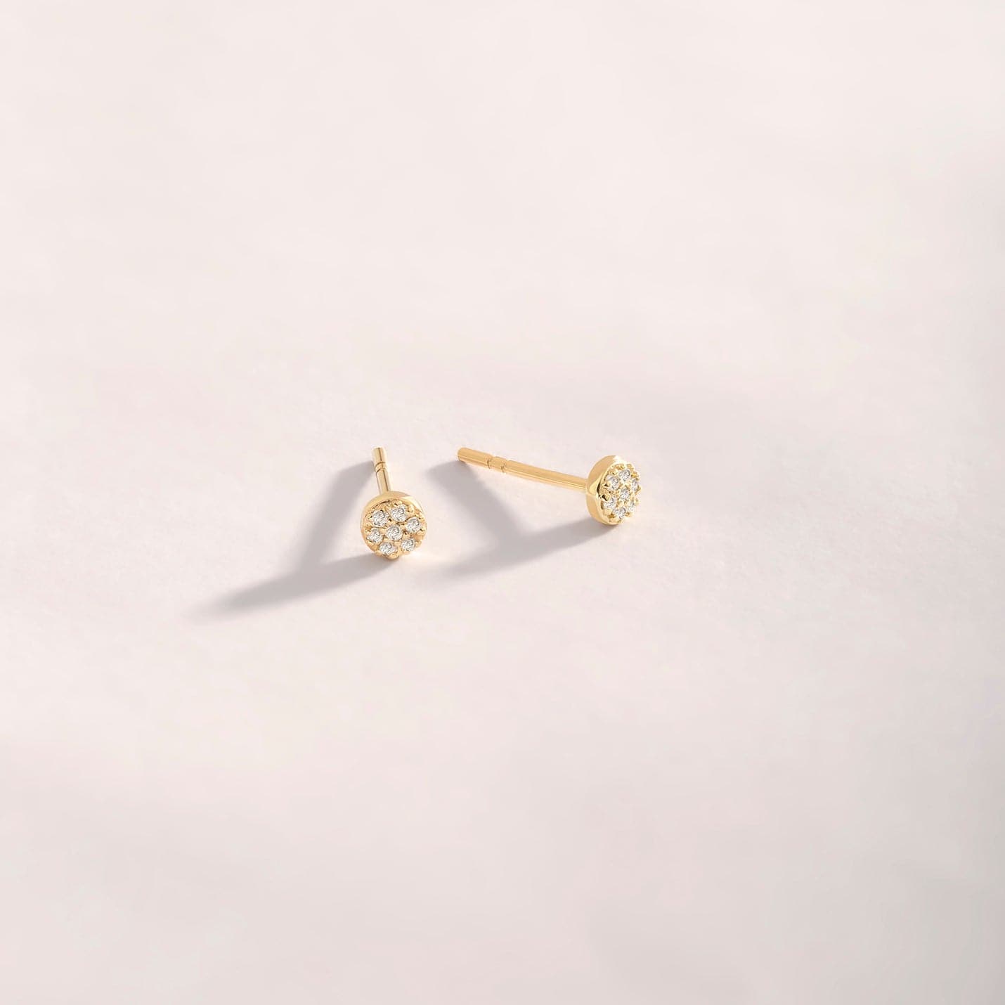 Solid Gold Diamond Dot popular Stud Earrings