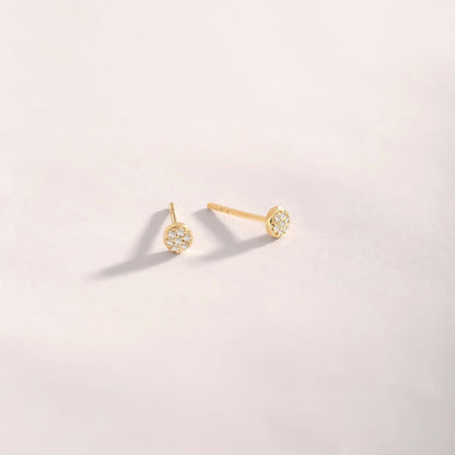 Diamond Pave Dot Earrings in 14K Solid Gold