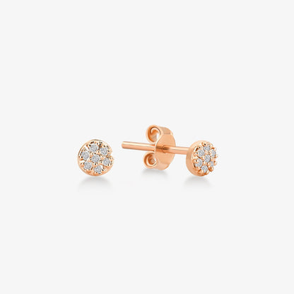 Boucles d'oreilles en or massif 14 carats avec diamants pavés en pointillés