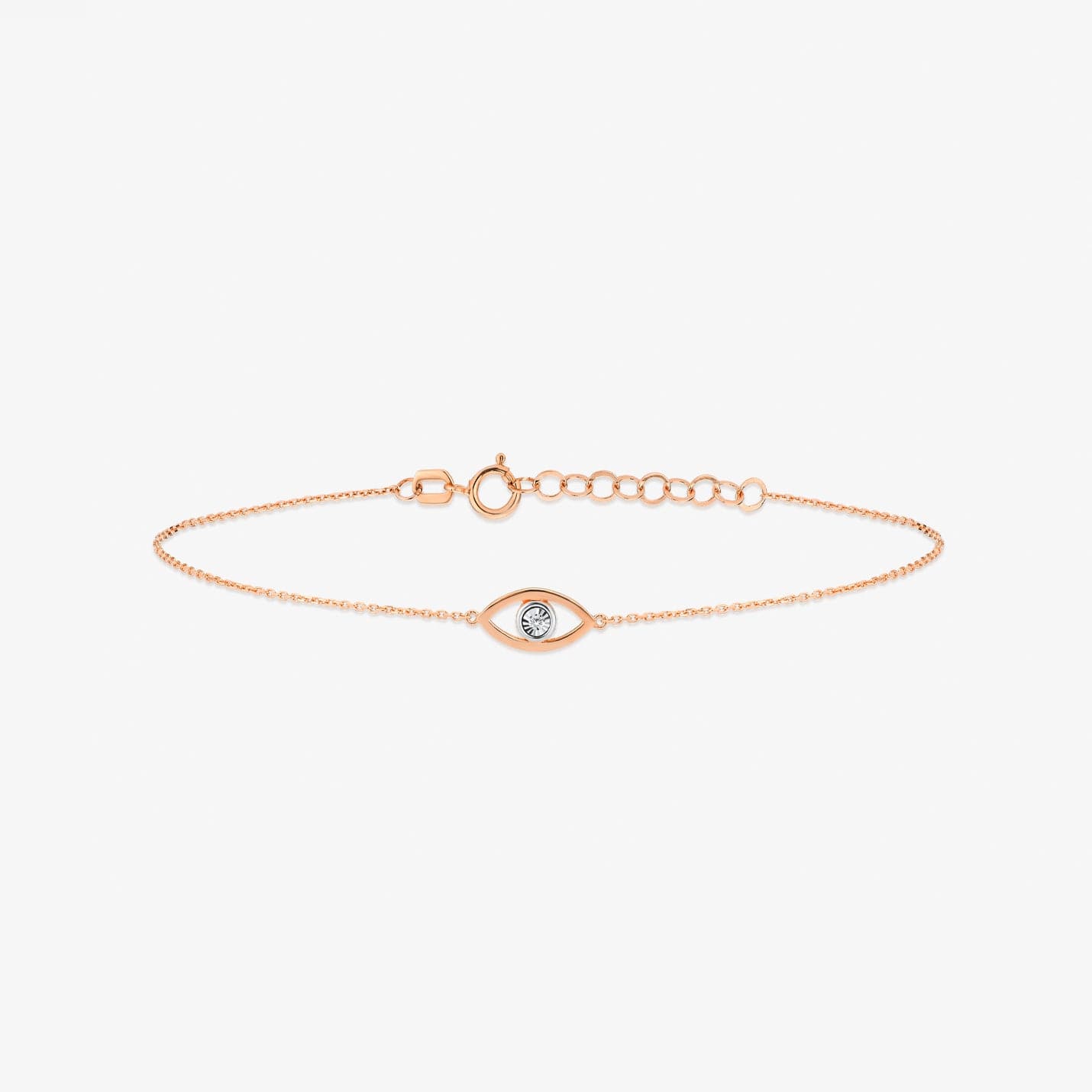 Bracelet Evil Eye en Diamant avec Contours en Or 14 carats, Réglable