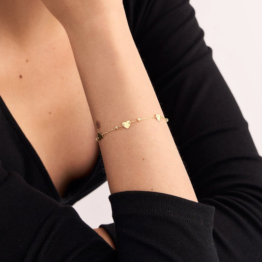 Heart Beaded Station Bracelet