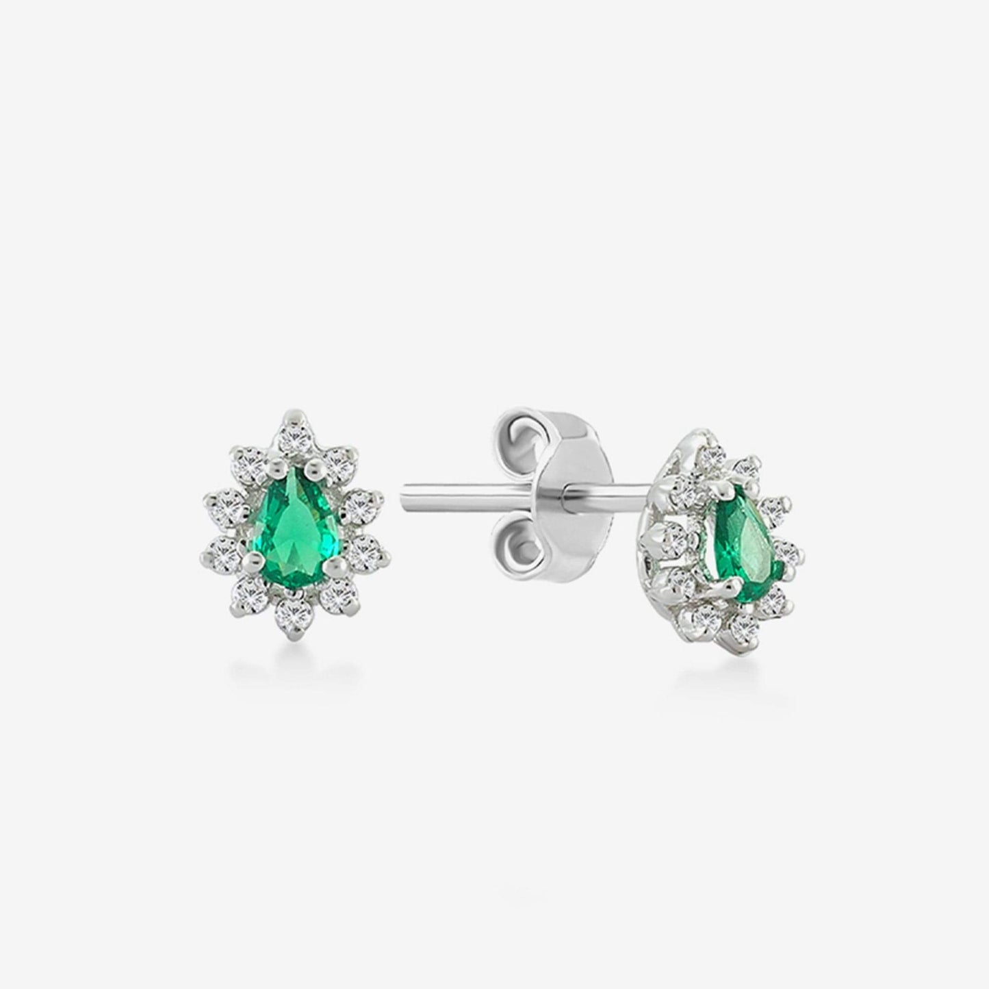 Boucles d'oreilles en émeraude et diamant en or massif 14 carats