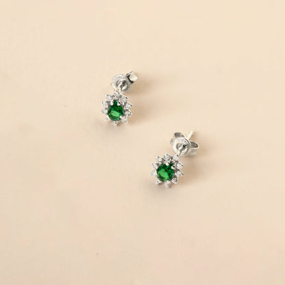 Boucles d'oreilles en émeraude et diamant en or massif 14 carats