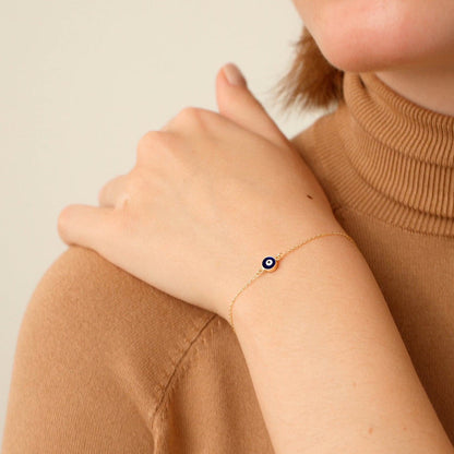 Mini Evil Eye Bracelet in 14K Solid Gold