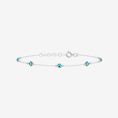 Bracelet Evil Eye Station en or massif 14 carats