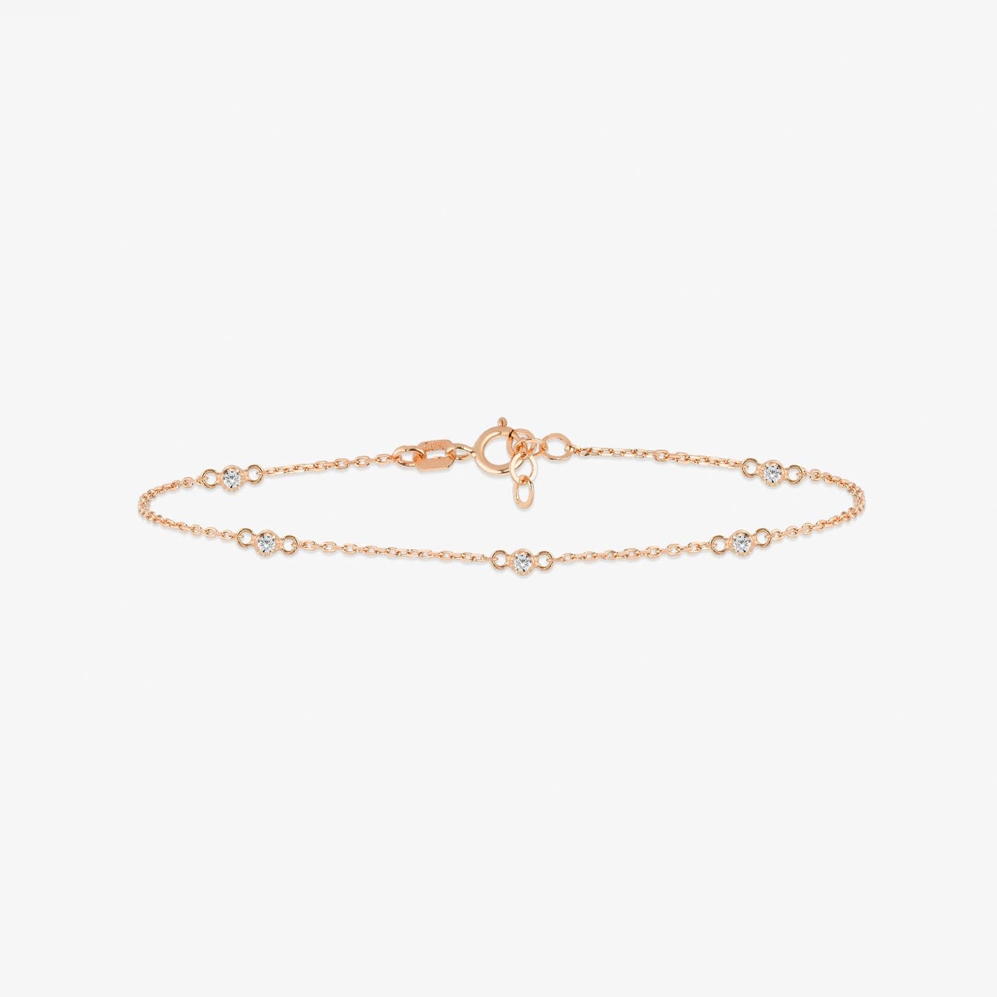 Diamond Bezel Station Bracelet in 14K Solid Gold