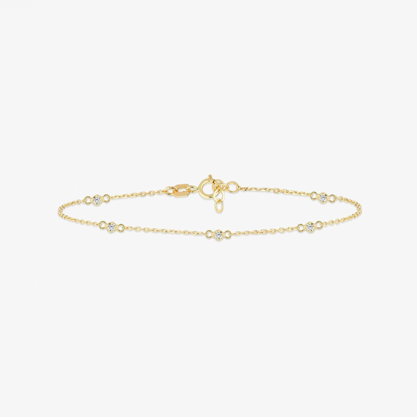 Diamond Station Bracelet, outlet Diamond By The Yard Bracelet, 14K Yellow Gold Bracelet, Bezel Set Diamond Bracelet, Dainty Diamond Bracelet Women