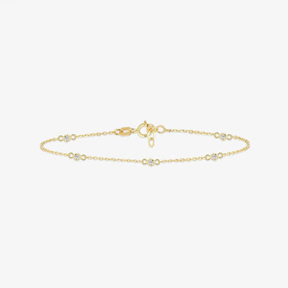 Diamond Bezel Station Bracelet in 14K Solid Gold