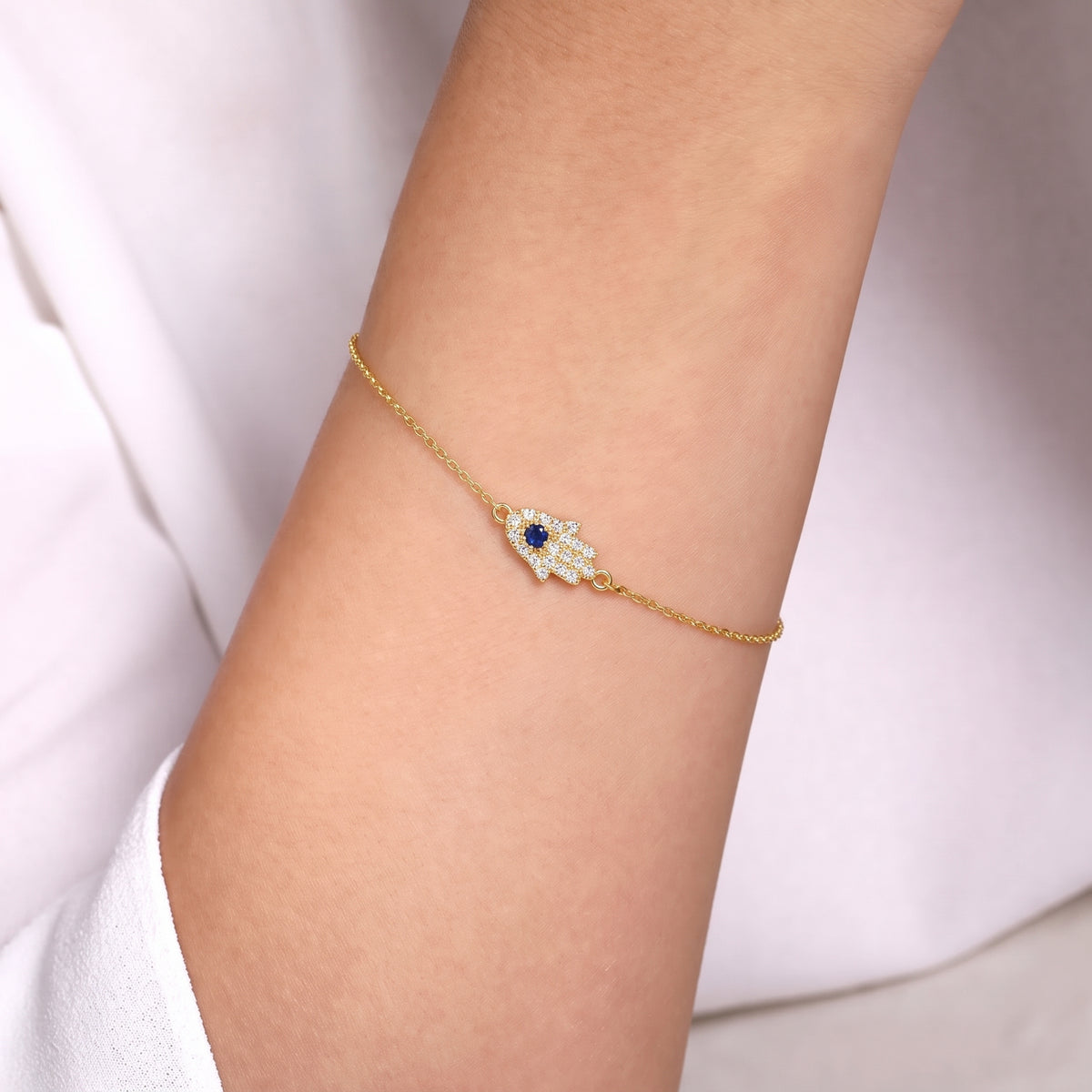 Diamond Hamsa Evil Eye Bracelet