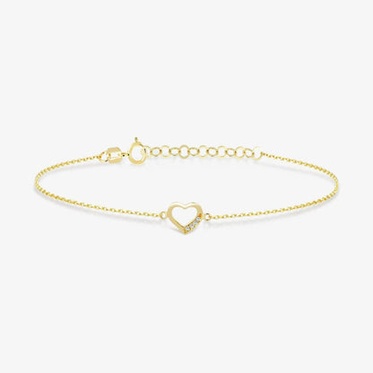 Diamond Small Heart Bracelet in 14K Solid Gold