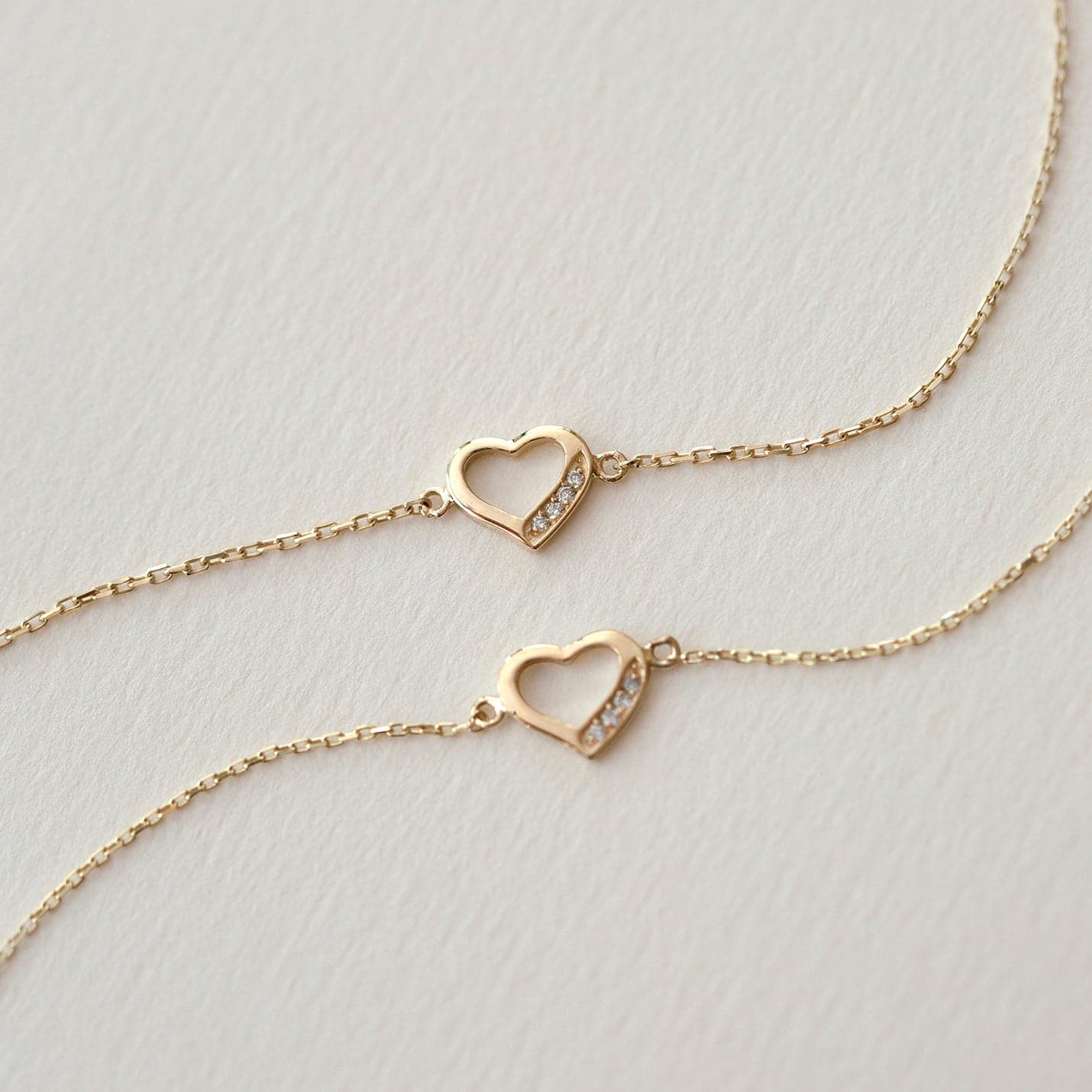 Diamond Small Heart Bracelet in 14K Solid Gold