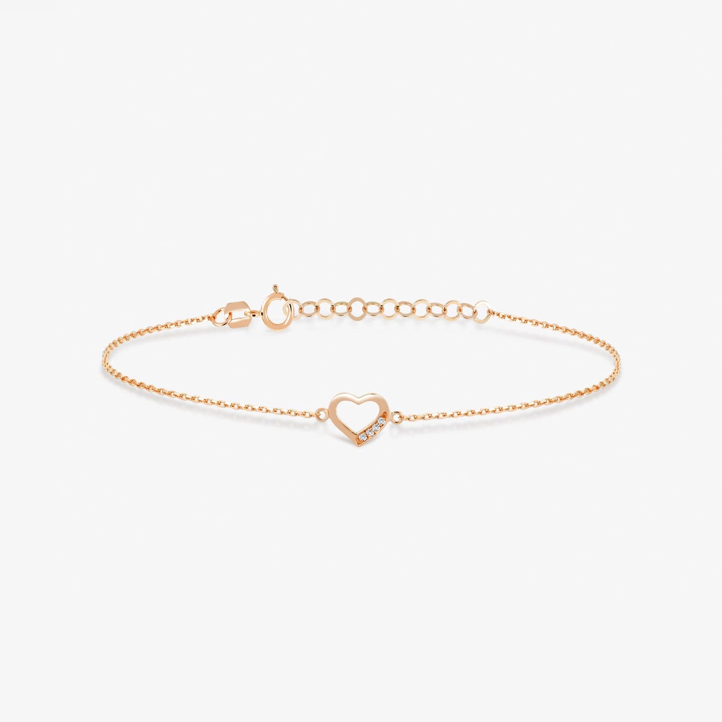 Diamond Small Heart Bracelet in 14K Solid Gold