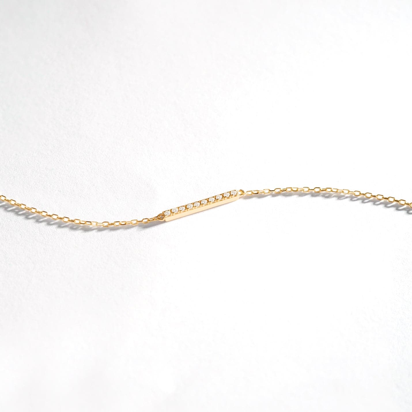 Pave Diamond Bar Bracelet in 14K Solid Gold