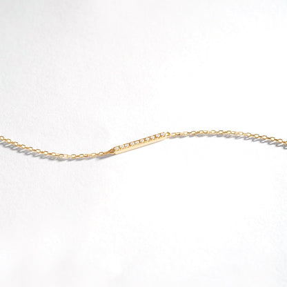 Pave Diamond Bar Bracelet in 14K Solid Gold