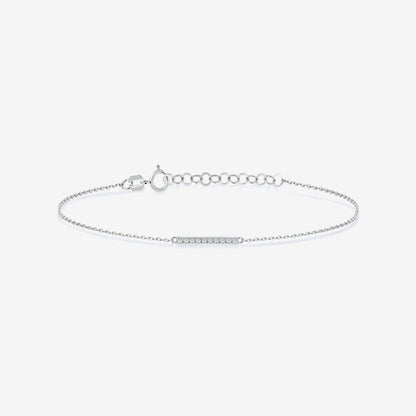 Pave Diamond Bar Bracelet in 14K Solid Gold