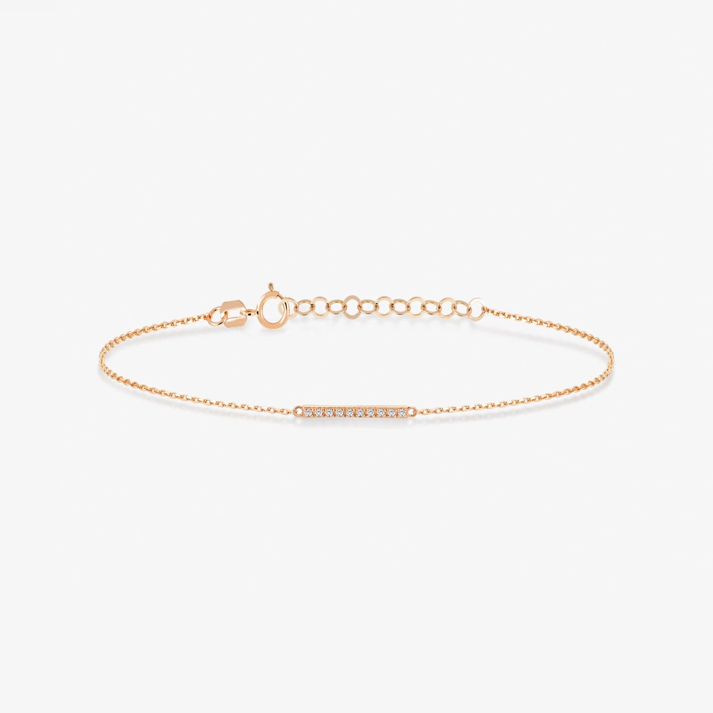 Pave Diamond Bar Bracelet in 14K Solid Gold