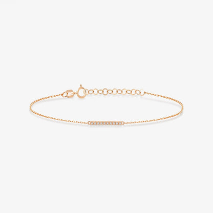 Pave Diamond Bar Bracelet in 14K Solid Gold