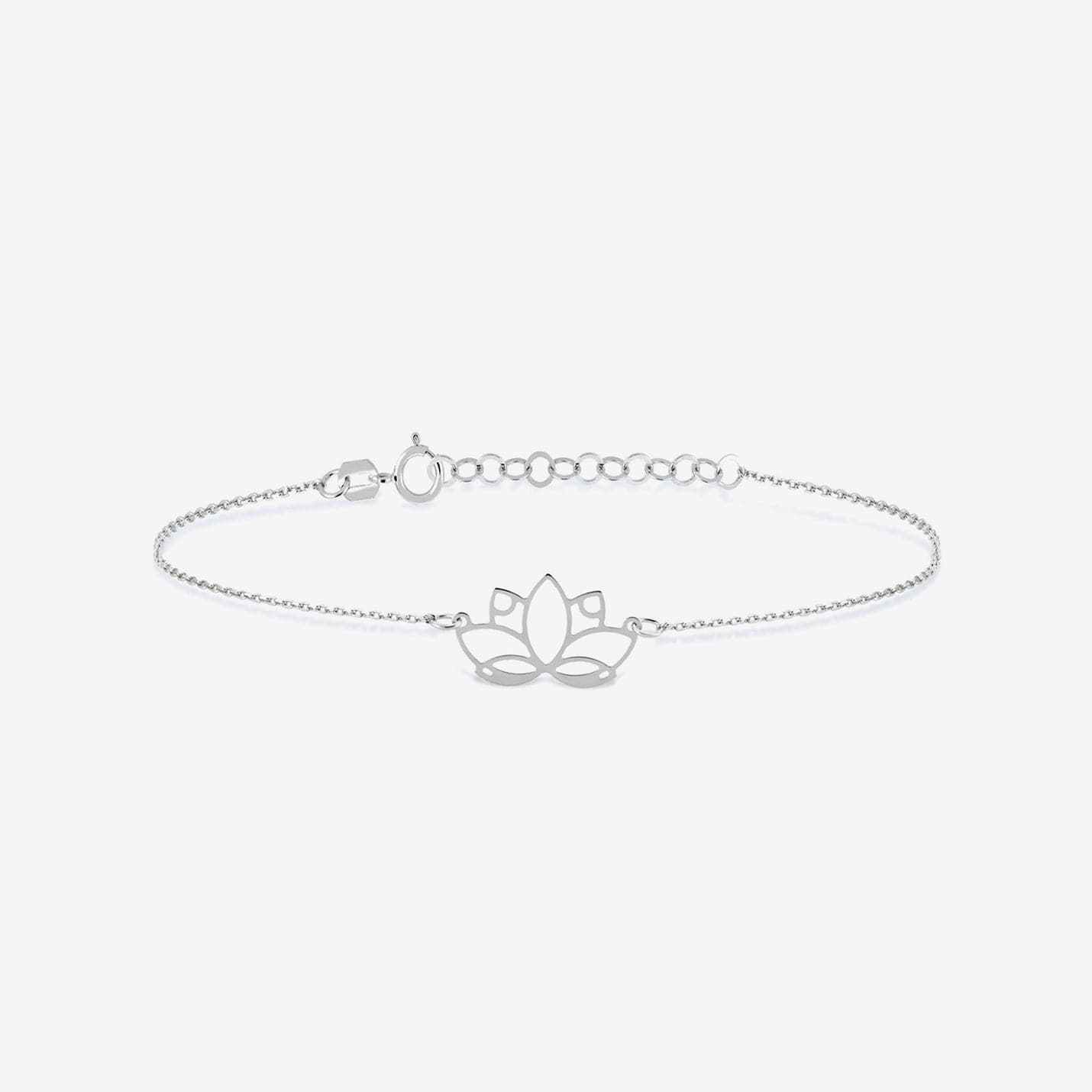 Lotus Flower Bracelet in 14K Solid Gold, Adjustable