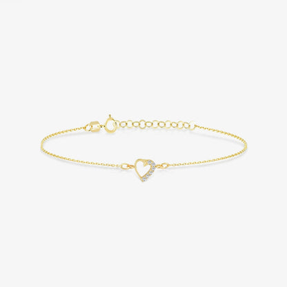 Mini Heart Bracelet in 14K Solid Gold