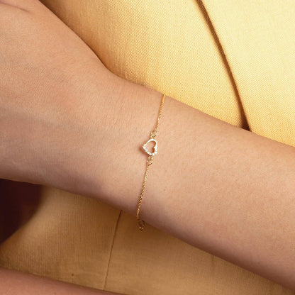 Mini Heart Bracelet in 14K Solid Gold