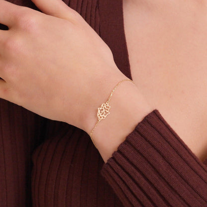 Hamsa Hand Bracelet in 14K Solid Gold