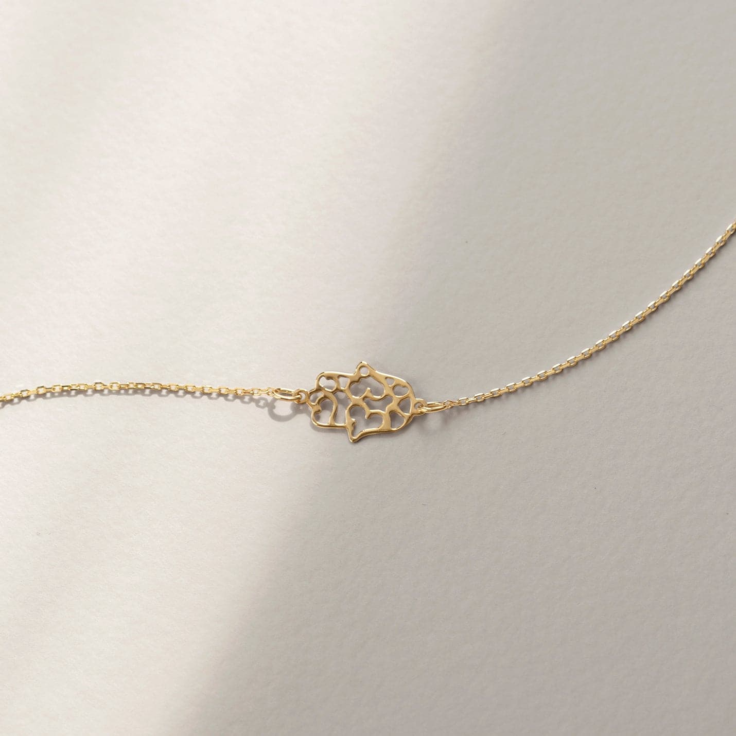 Hamsa Hand Bracelet in 14K Solid Gold