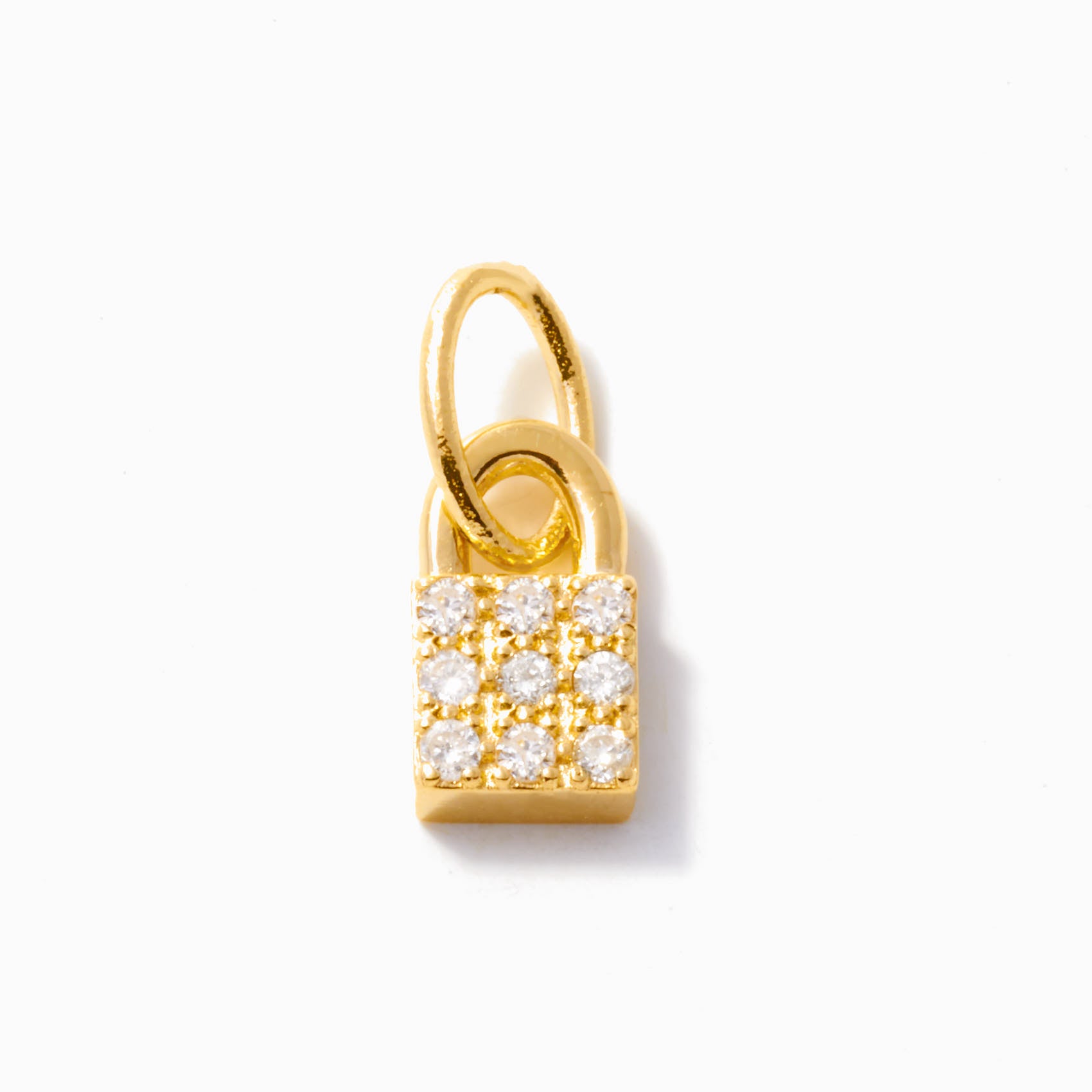Diamond Padlock Charm in 14K Solid Gold