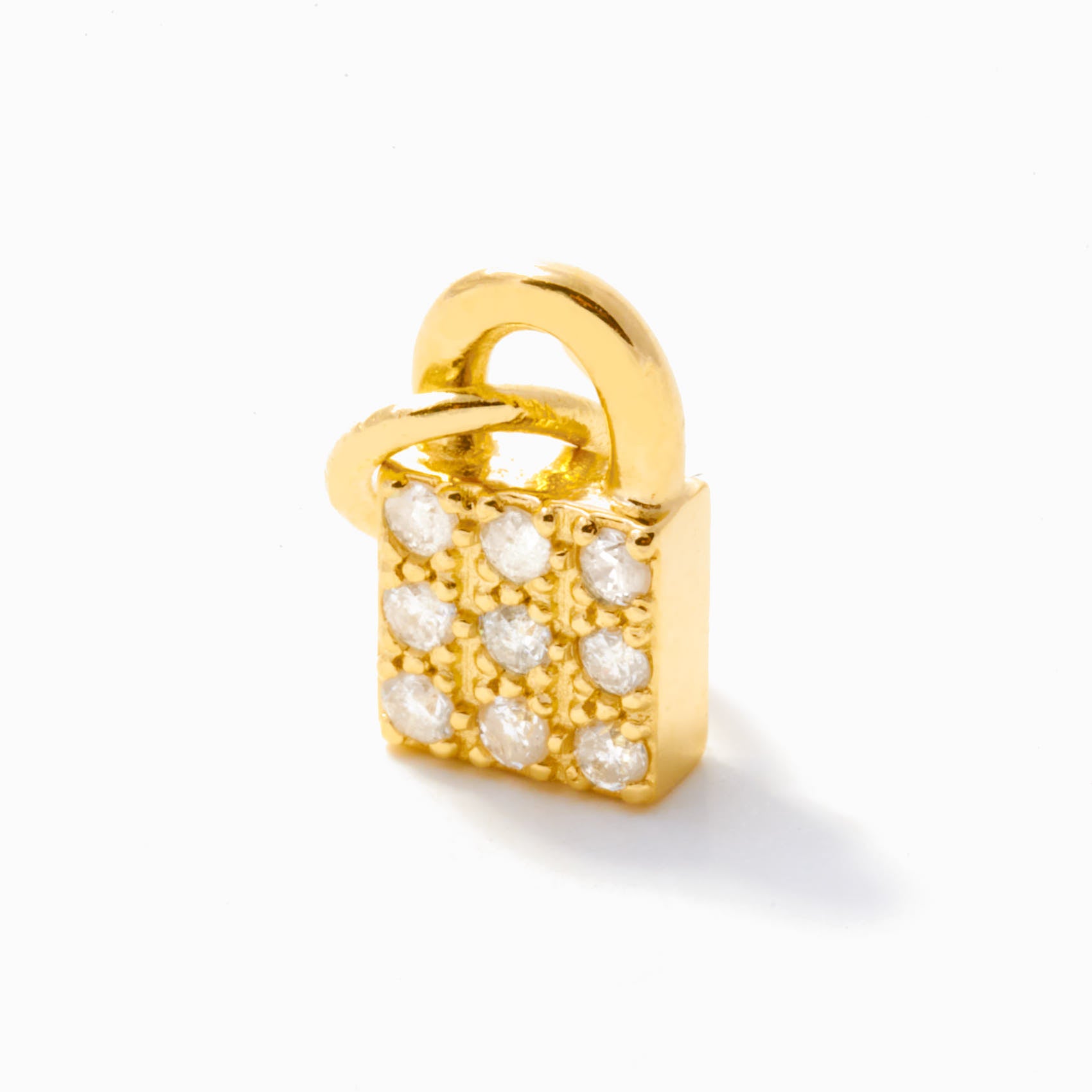 Diamond Padlock Charm in 14K Solid Gold