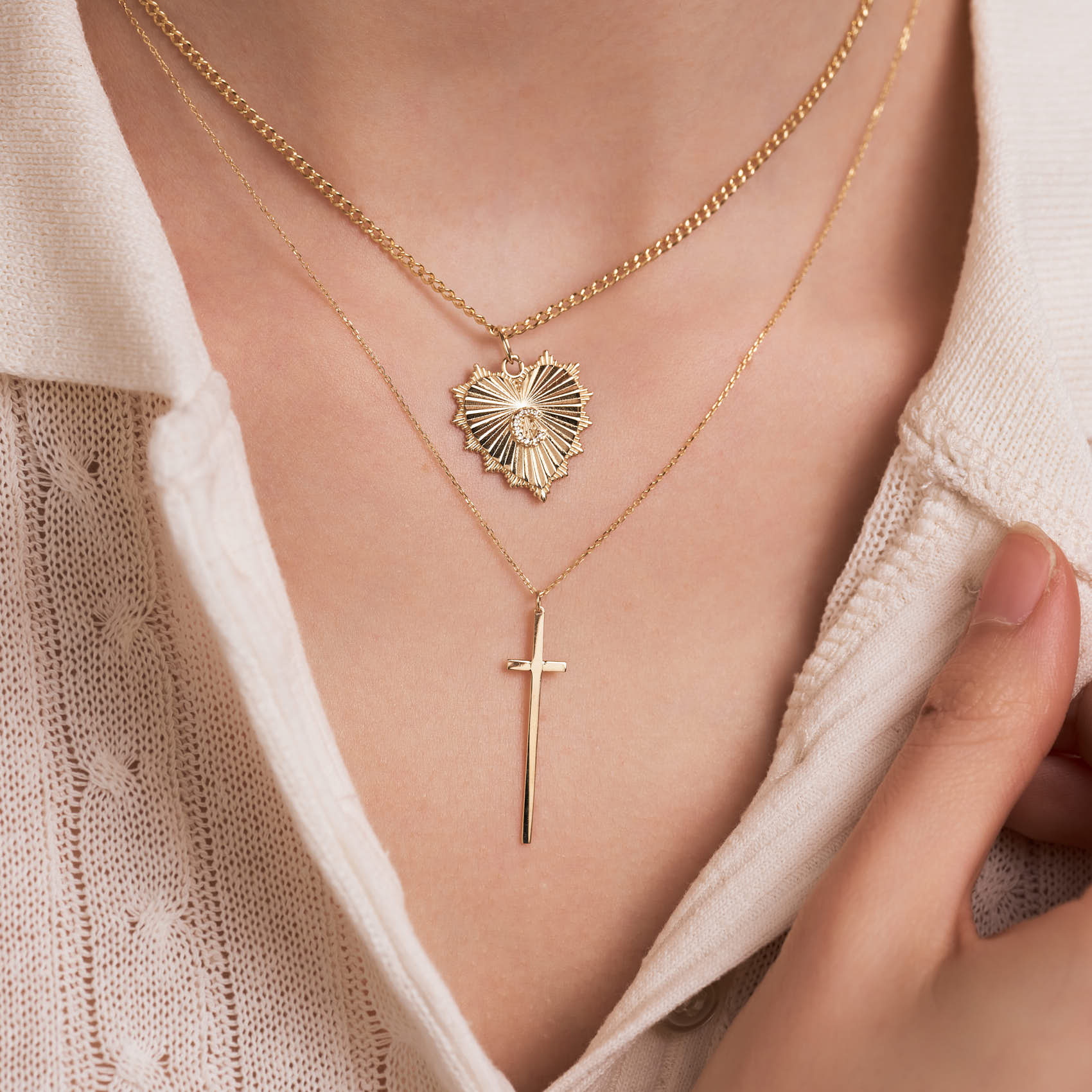 Thin Long Cross Necklace