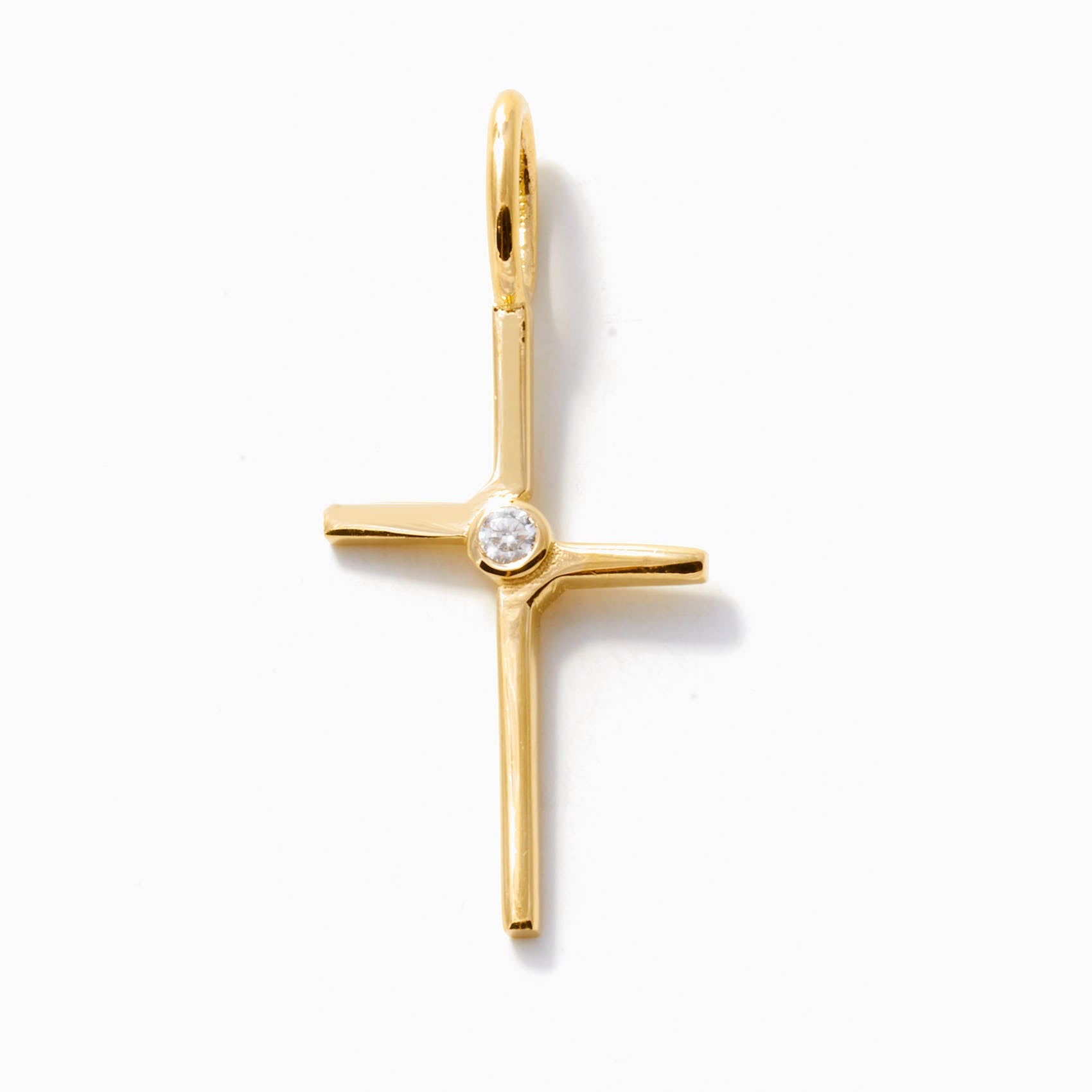 Side Cross with Diamond Accent Charm