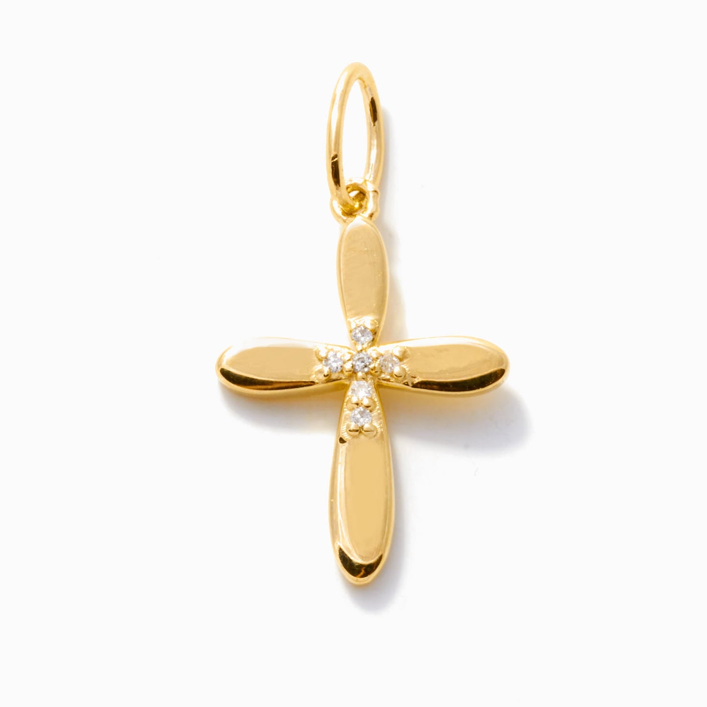 Diamond Flower Cross Charm