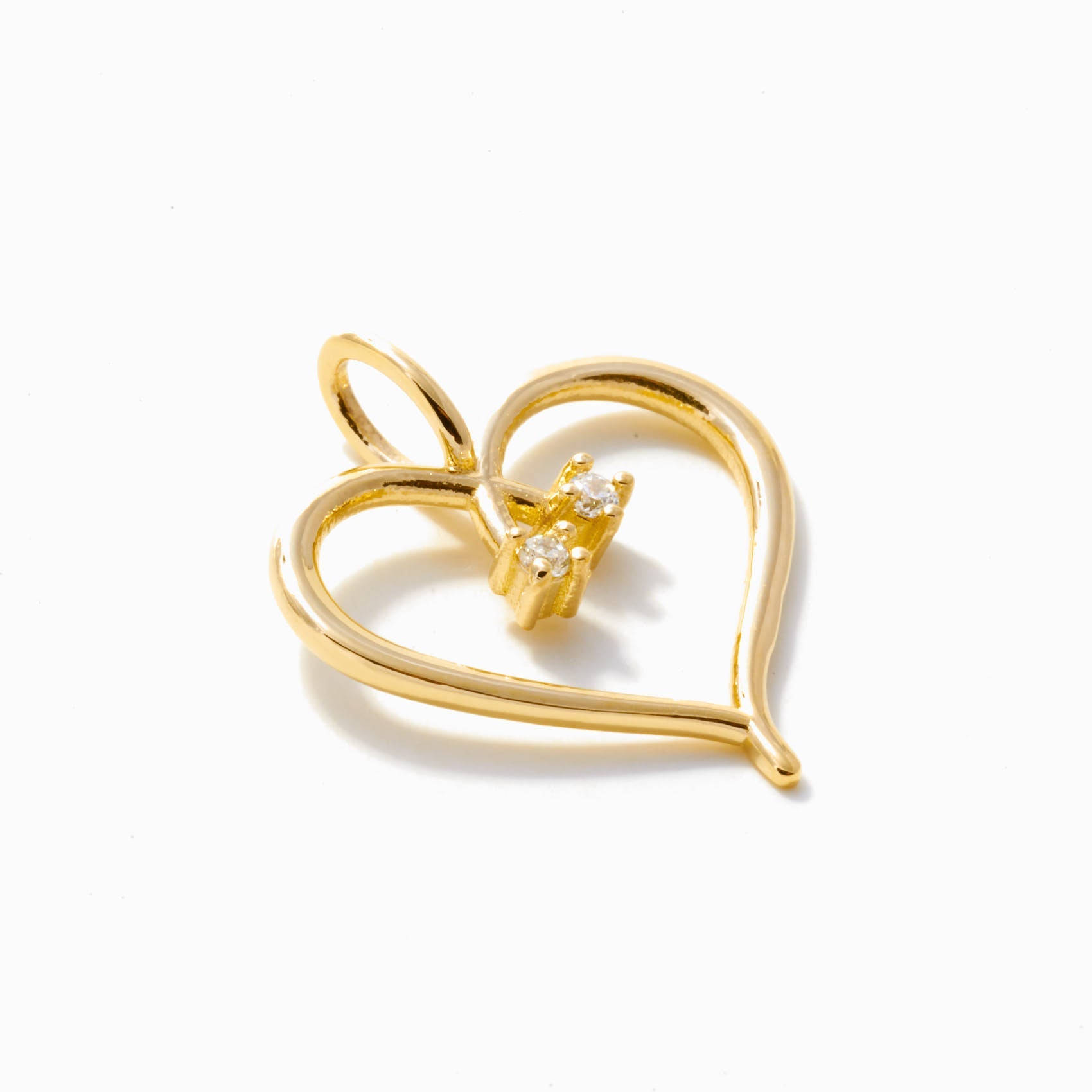 Open Heart Necklace with Two Diamonds